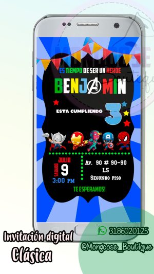 Invitacion digital cumpleaños Vengadores