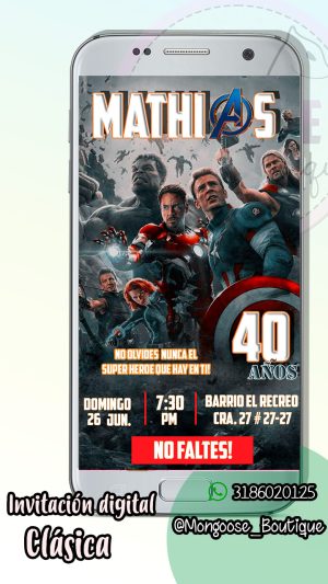 Invitacion digital cumpleaños Avengers