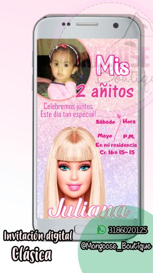 Invitacion digital cumpleaños Barbie