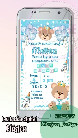 Clasica - Baby Shower Osito Rey Claro