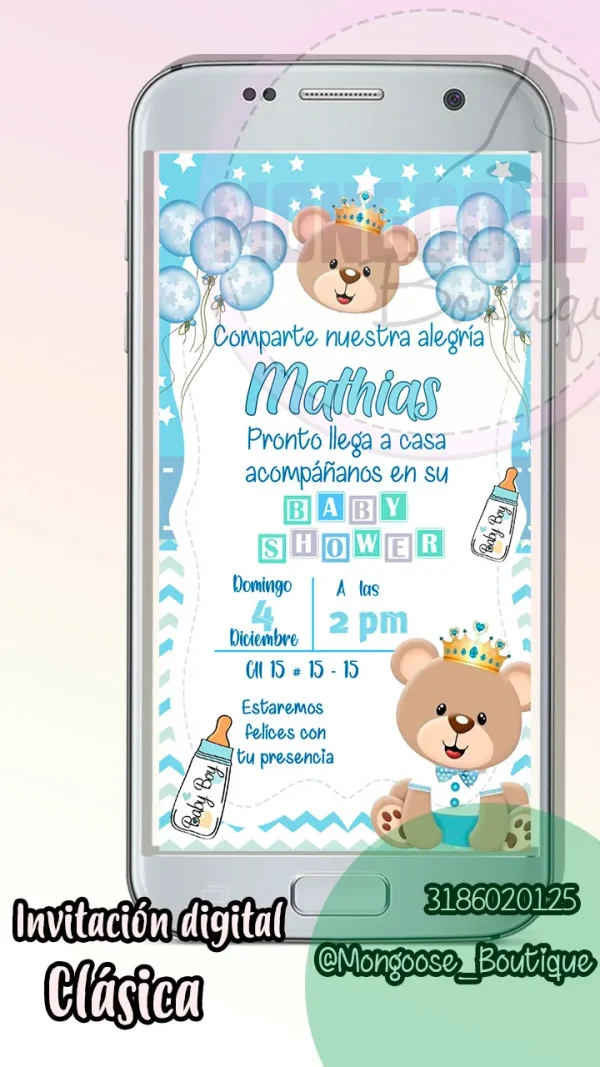 Clasica - Baby Shower Osito Rey Claro