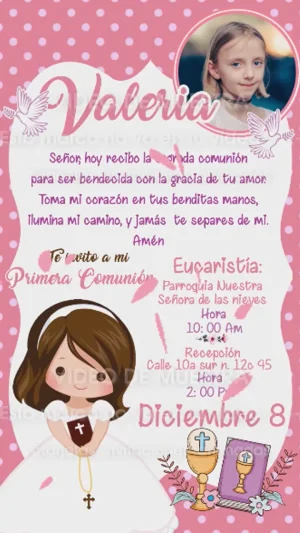 Imagen con Audio - Primera Comunión Niña Rosada